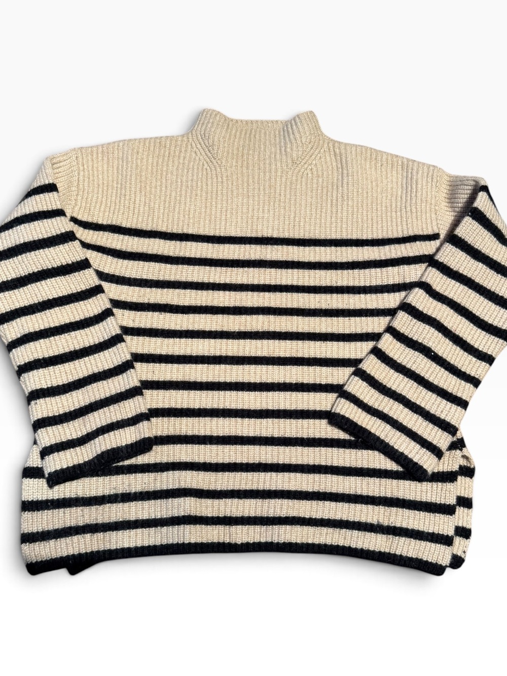 Rails Cream and Black Striped mock neck Sweater M